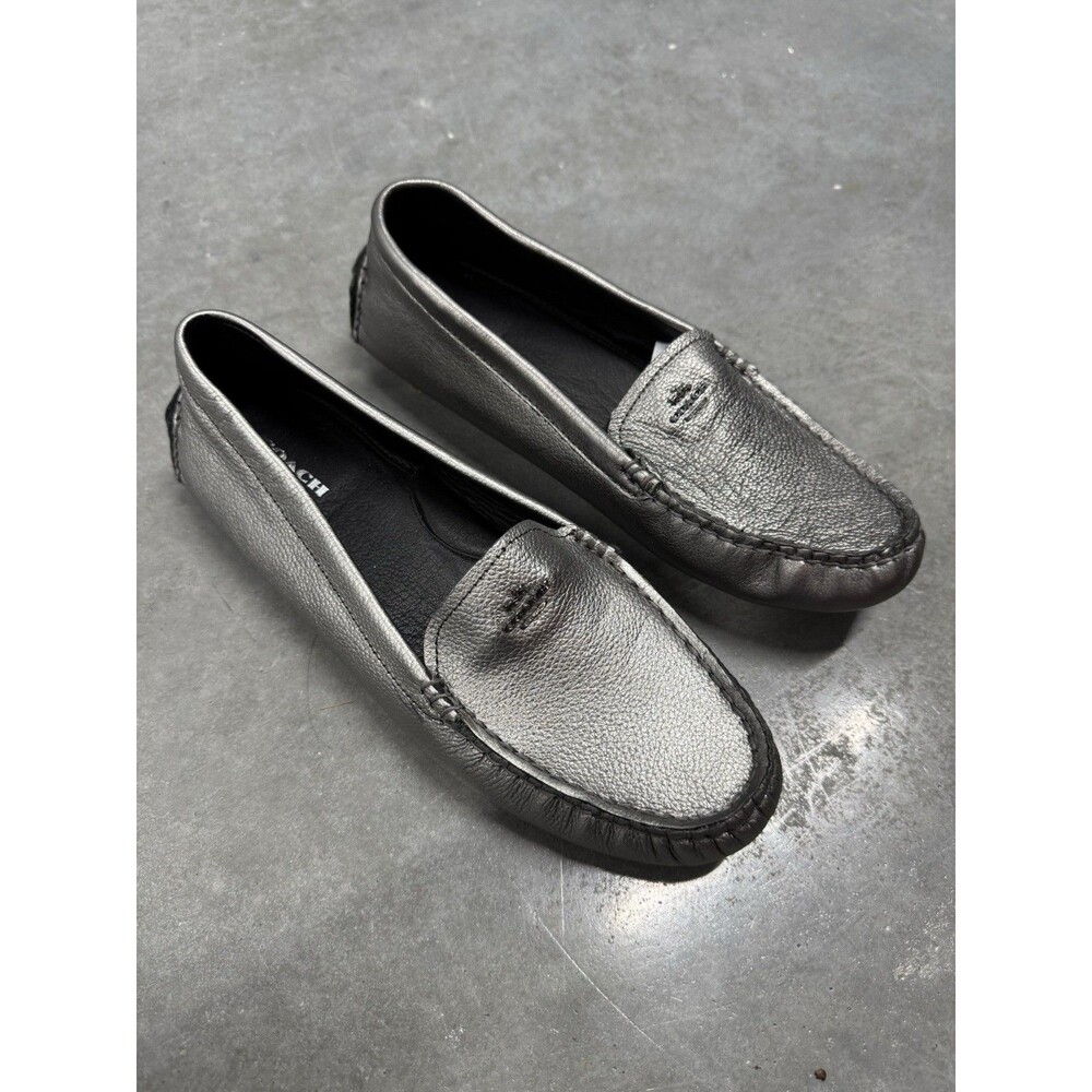 Brand New AMBER  Metallic Tumbled  Coach loafers COLOR GUNMETAL Size 8.5 - Picture 2 of 8